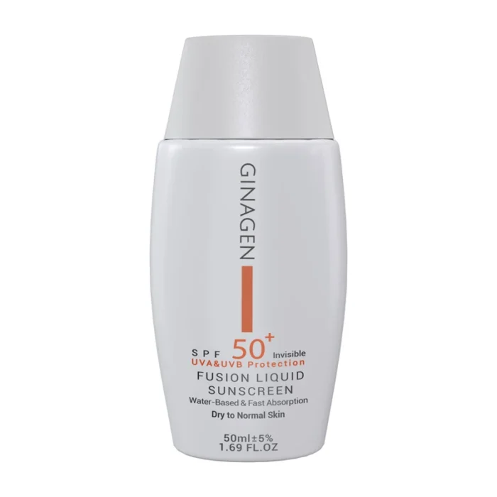 کرم ضد آفتاب بی رنگ ژیناژن مدل Fusion Liquid مناسب پوست خشک