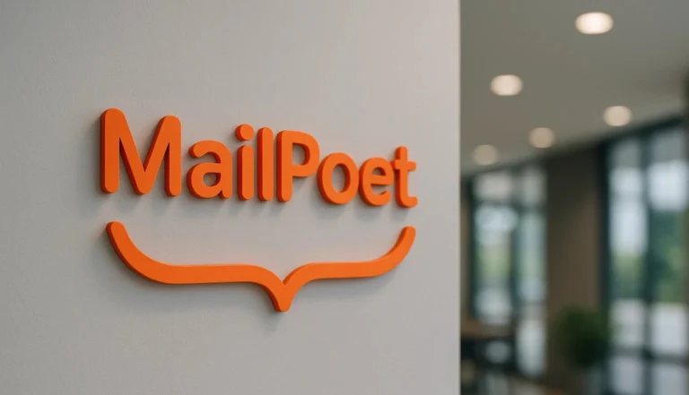 لوگوی افزونه Mail poet روی دیوار