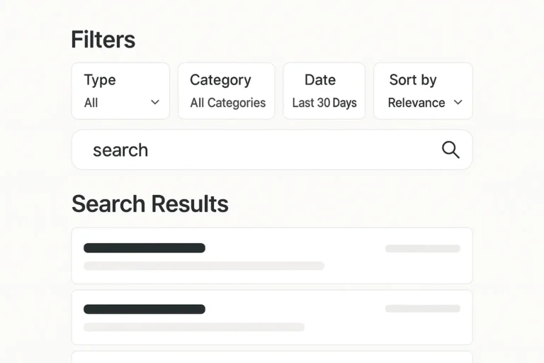 اسکرین‌شات یک جستجوی داخلی با فیلترها