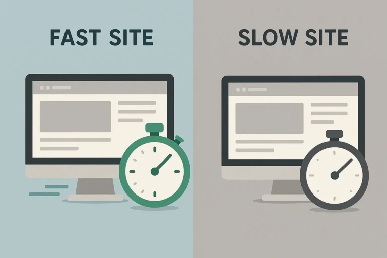 اینفوگرافی مقایسه سرعت سایت سریع و کند