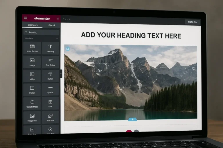 تصوبر صفحه ساز المنتور در حال ویرایش سایت فروشگاهی که با وردپرس طراحی شده