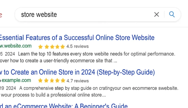 تصویری از نتایج جستجو با Rich Snippet و ستاره‌ها