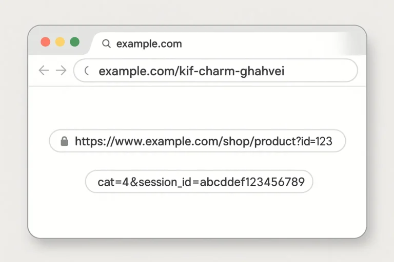 مقایسه نوار آدرس مرورگر: URL کوتاه و خوانا در برابر URL طولانی؛ توضیح عملی اینکه url یعنی چه و معنی url