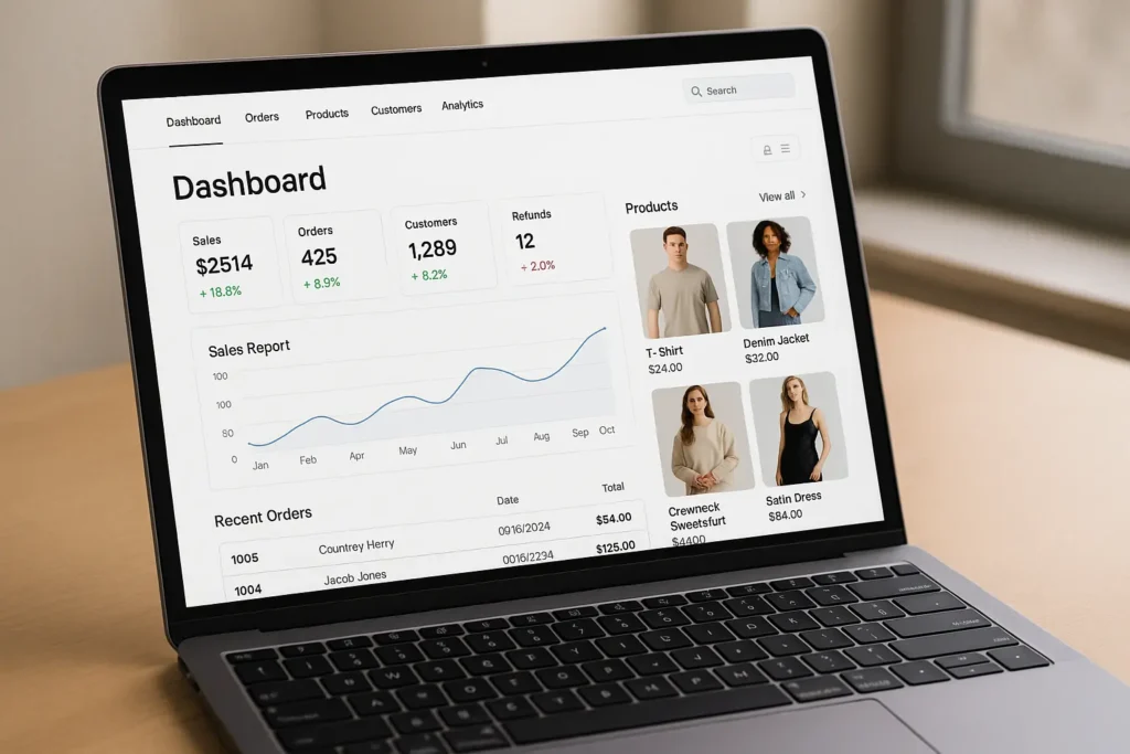 پنل مدیریت سایت فروشگاهی طراحی شده با وردپرس