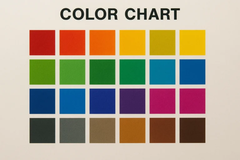 یک تصویر کالرچارت (Color Chart) حرفه‌ای از رنگ‌ های مختلف محصول